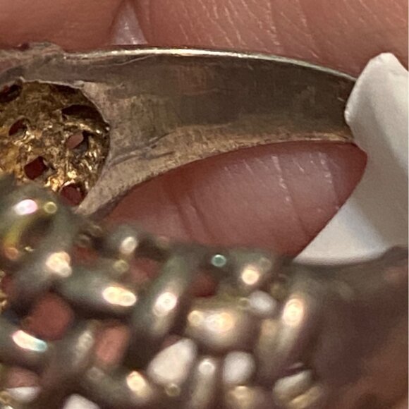 Ring Size 8 Gold Accents CZ Sterling Silver 925 Women Semi-Precious Stone - Picture 9 of 13